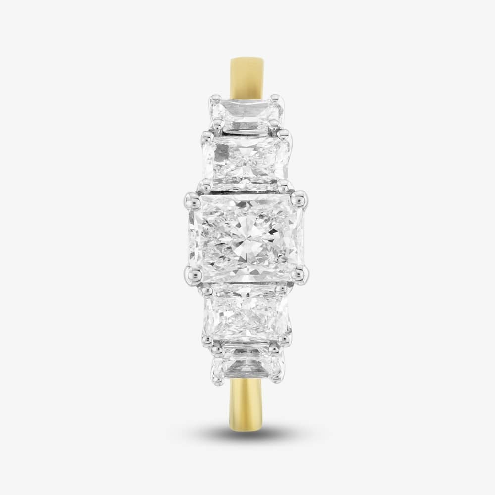 18ct Yellow Gold Certified 1.63ct Radiant Cut Diamond Five Stone Ring RN10763