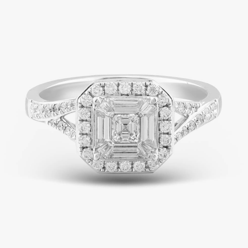 18ct White Gold 0.74ct Multi-Cut Cluster Ring 71941R001 18KW