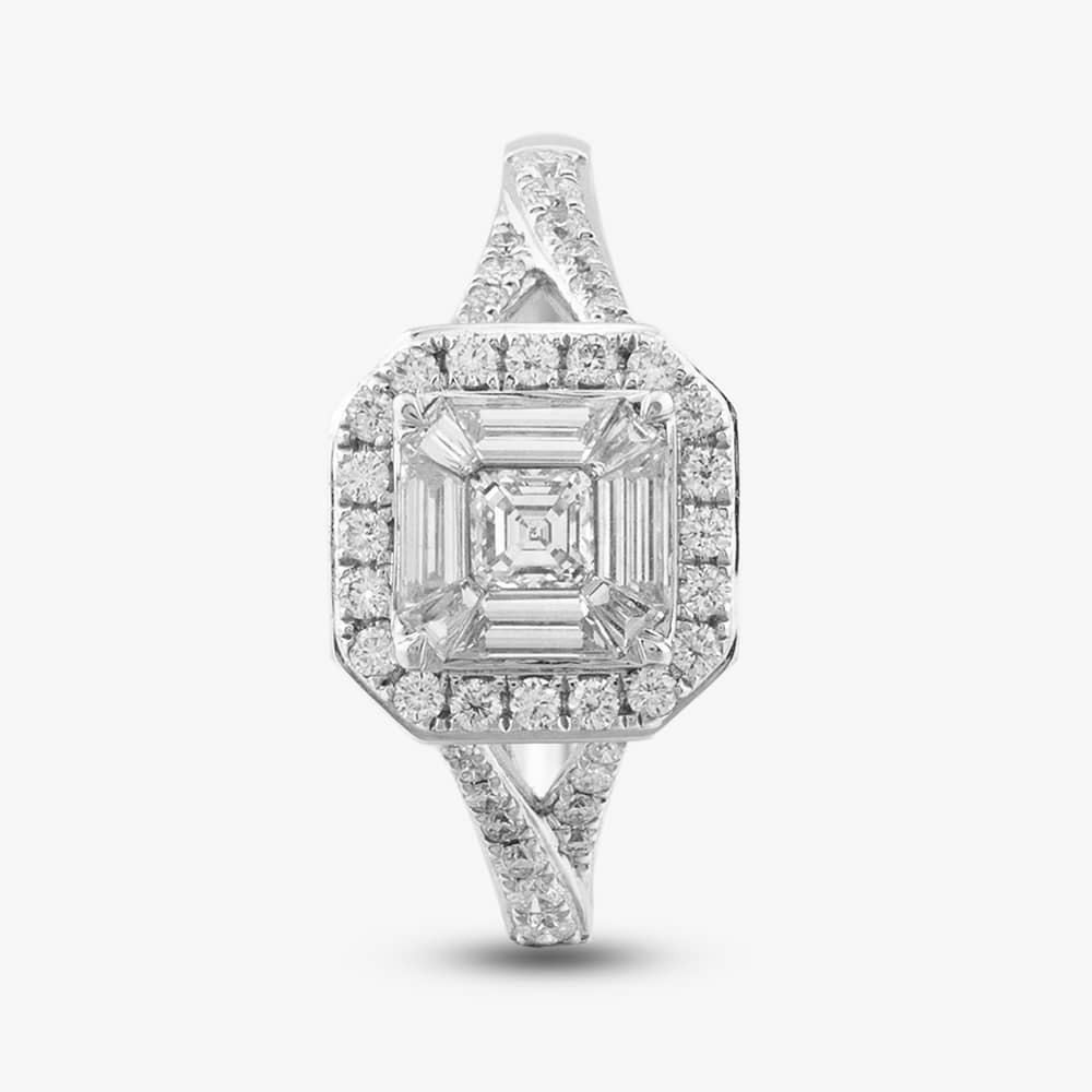 18ct White Gold 0.74ct Multi-Cut Cluster Ring 71941R001 18KW