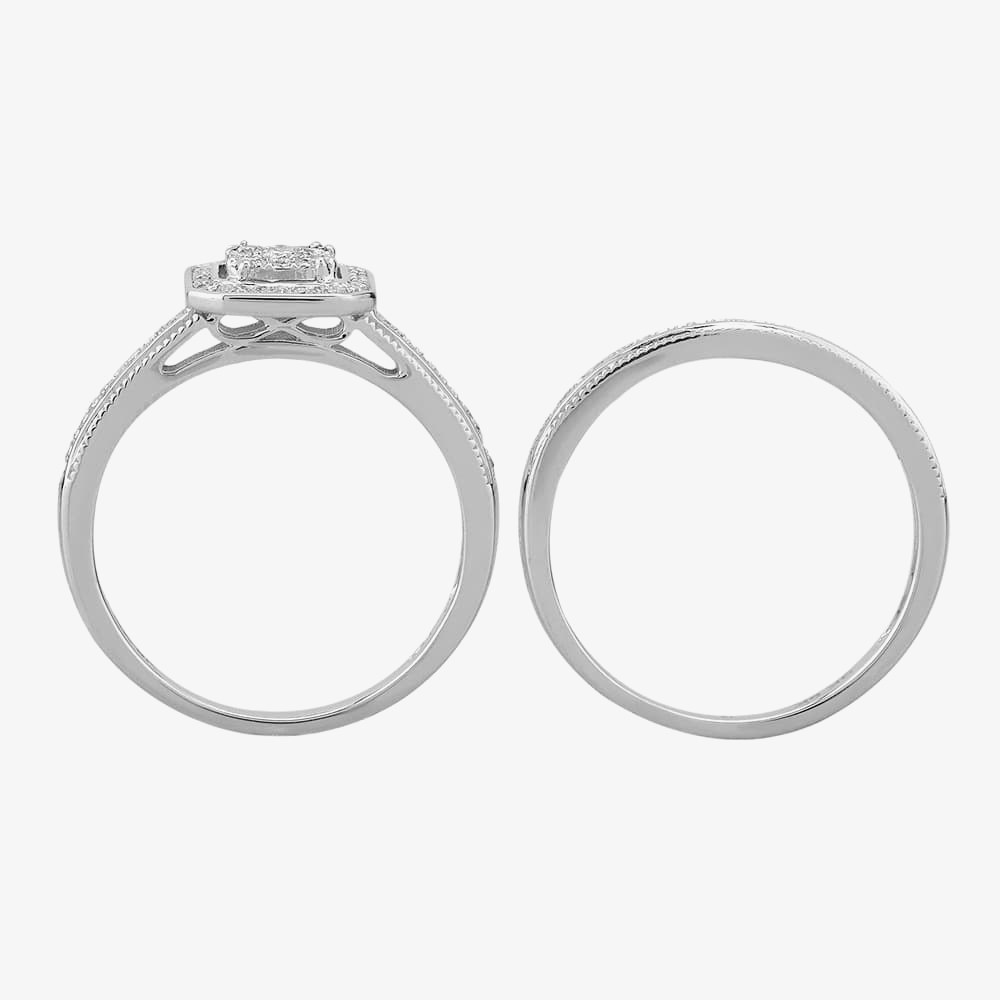 9ct White Gold 0.33ct Diamond Square Cluster Bridal Set THR10907-33