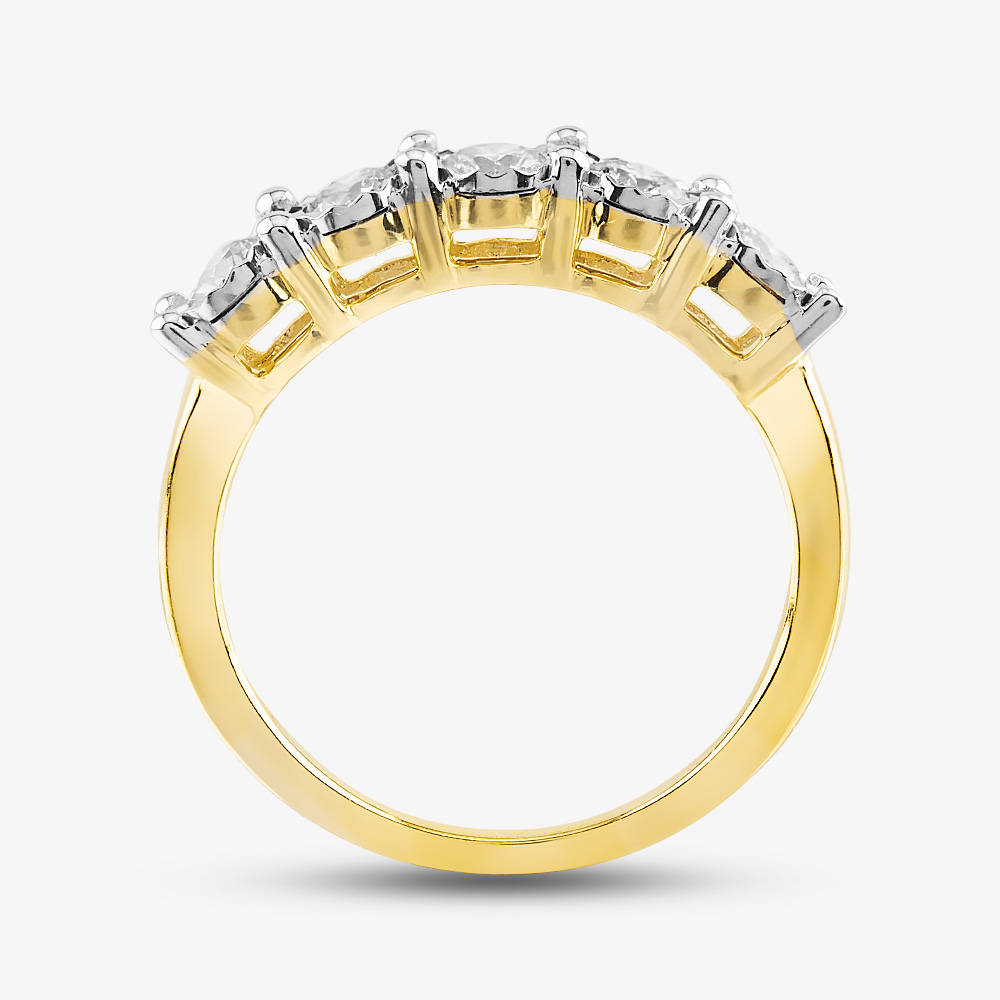 9ct Yellow Gold 0.50ct Diamond Five Stone Ring THR26487-50 9Y
