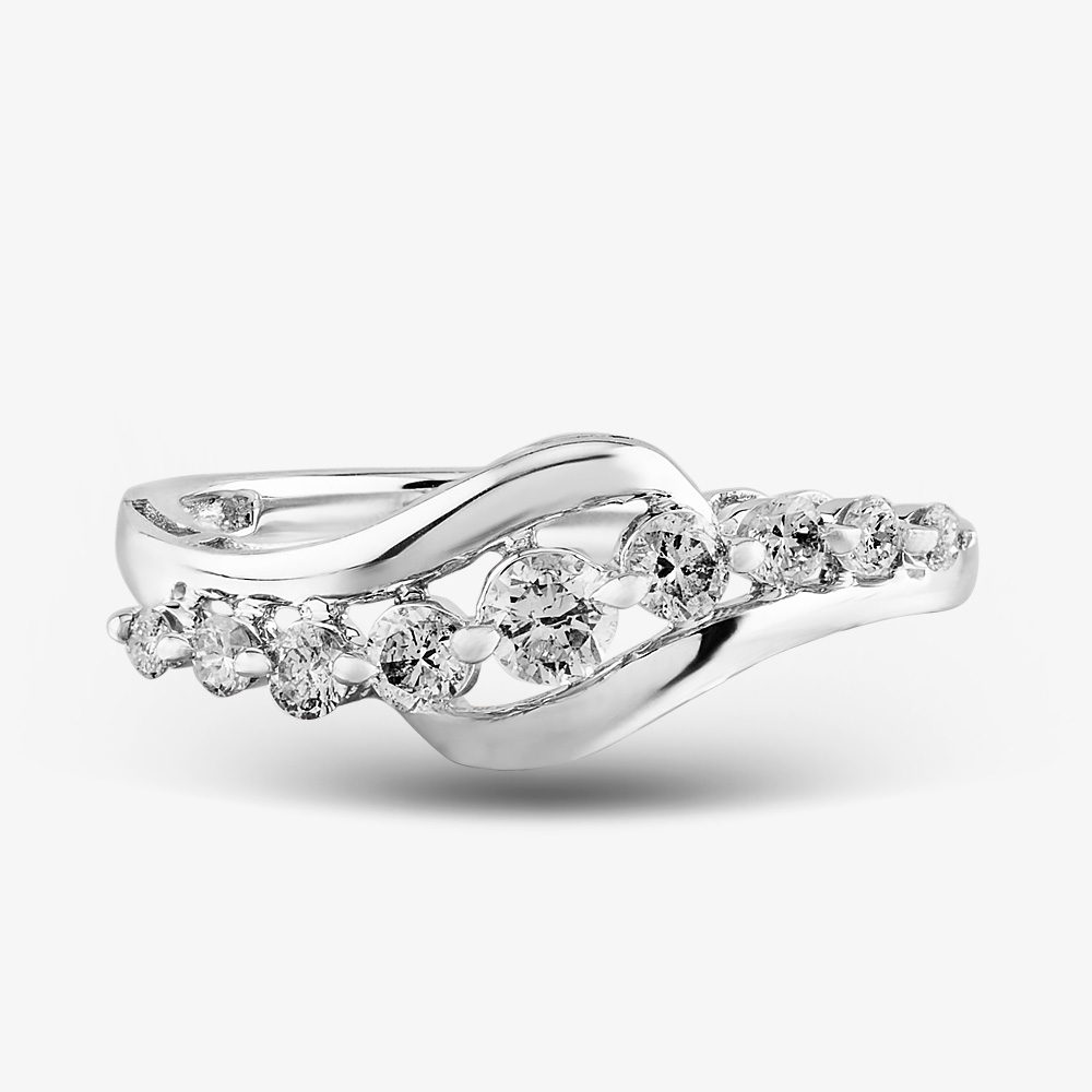 9ct White Gold 0.33ct Graduated Diamond Nine Stone Ring THR28367-33