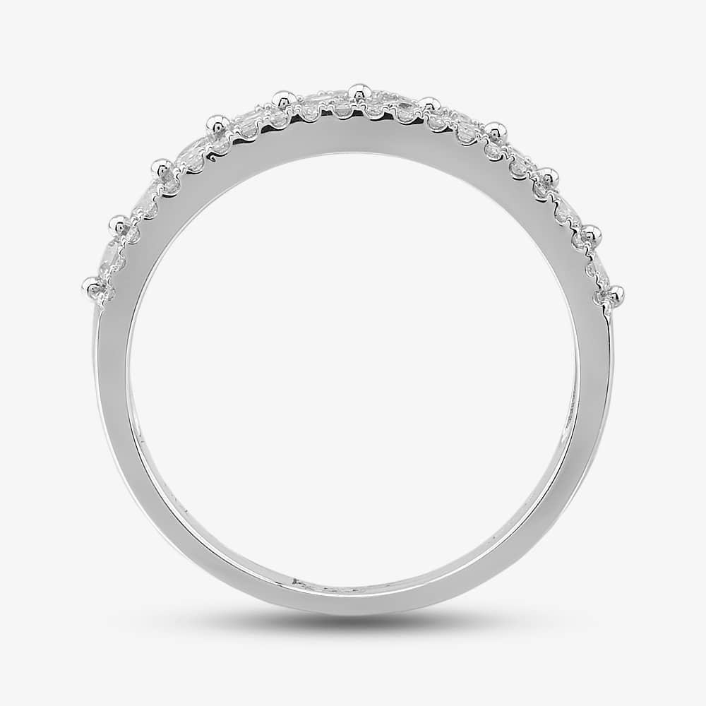  9ct White Gold Diamond Three Row Half Eternity Ring PR10669 