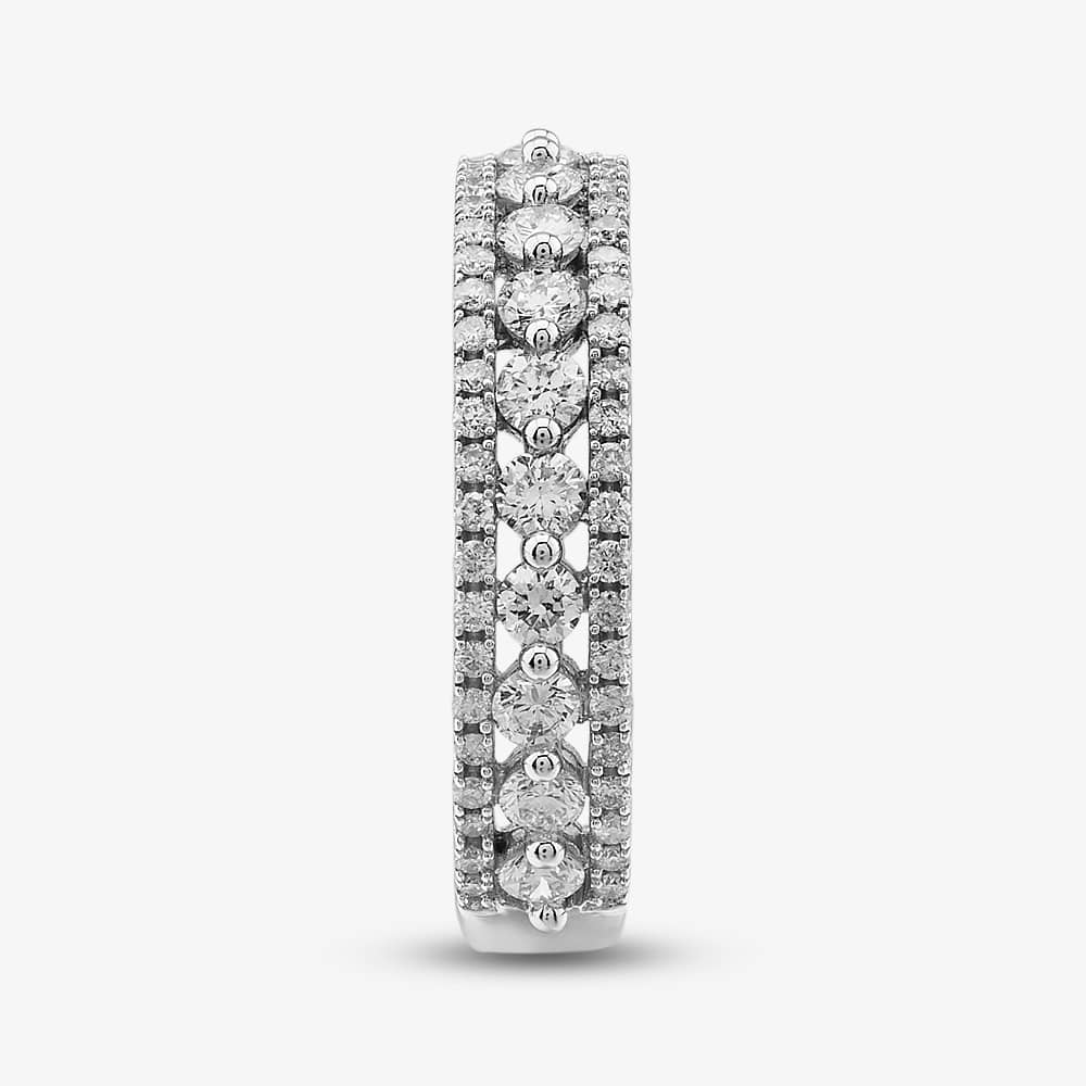 9ct White Gold Diamond Three Row Half Eternity Ring PR10669 
