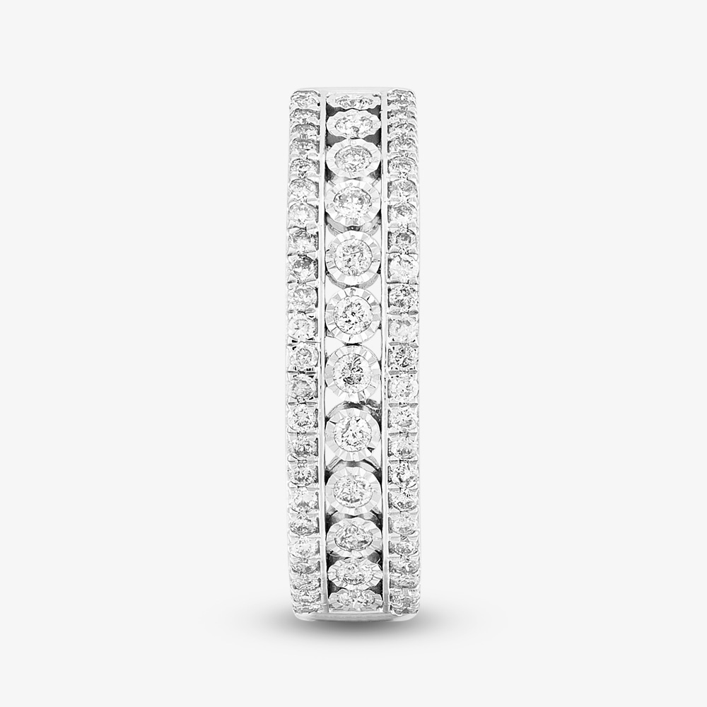 9ct White Gold 0.50ct Diamond Three Row Ring THR18111-50
