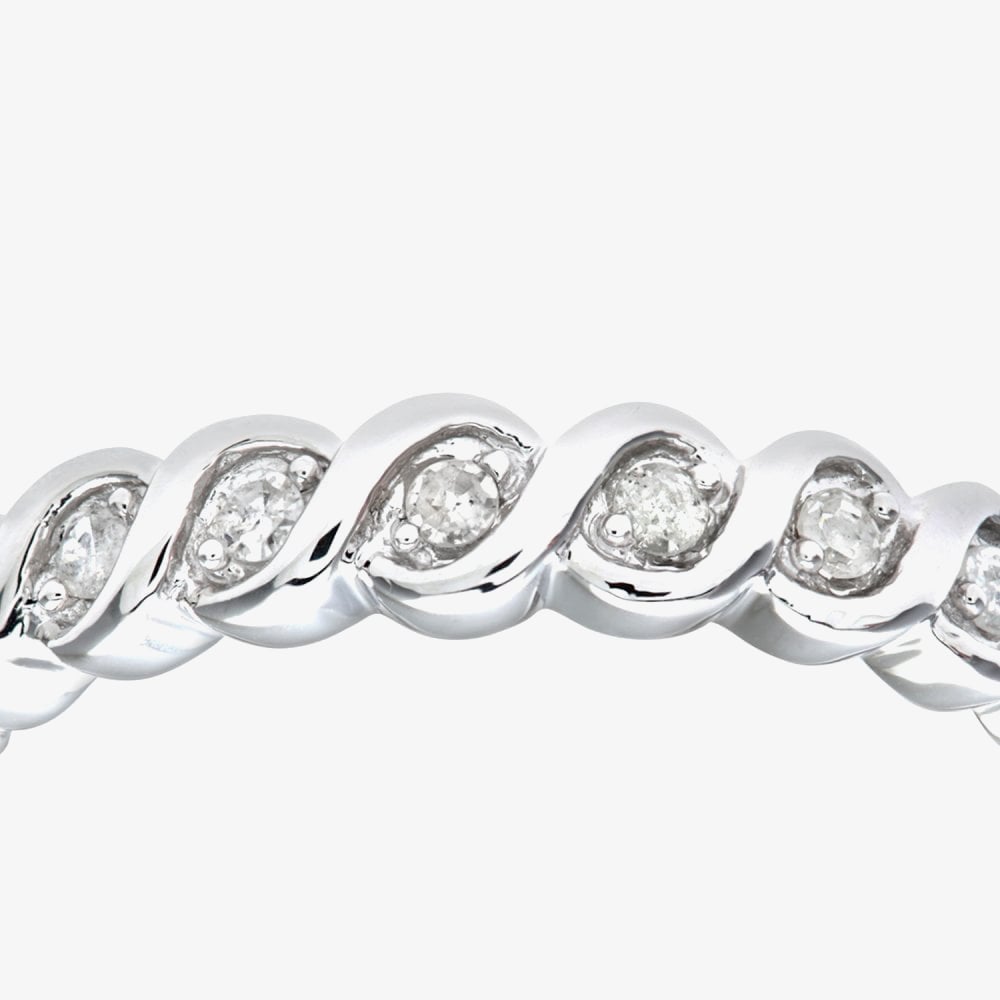 9ct White Gold 0.10ct Diamond Swirl Half Eternity Ring PR07018W