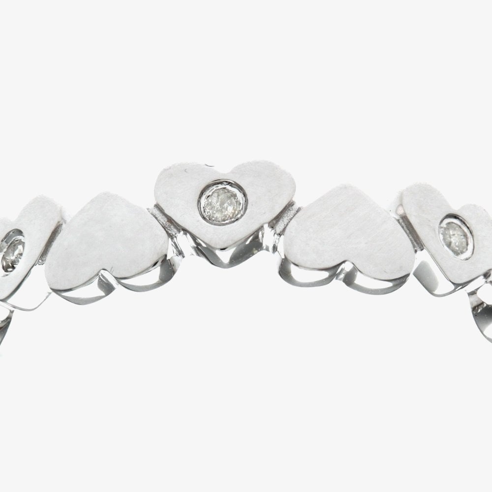 9ct White Gold 0.03ct Diamond Set Hearts Ring PR08735W