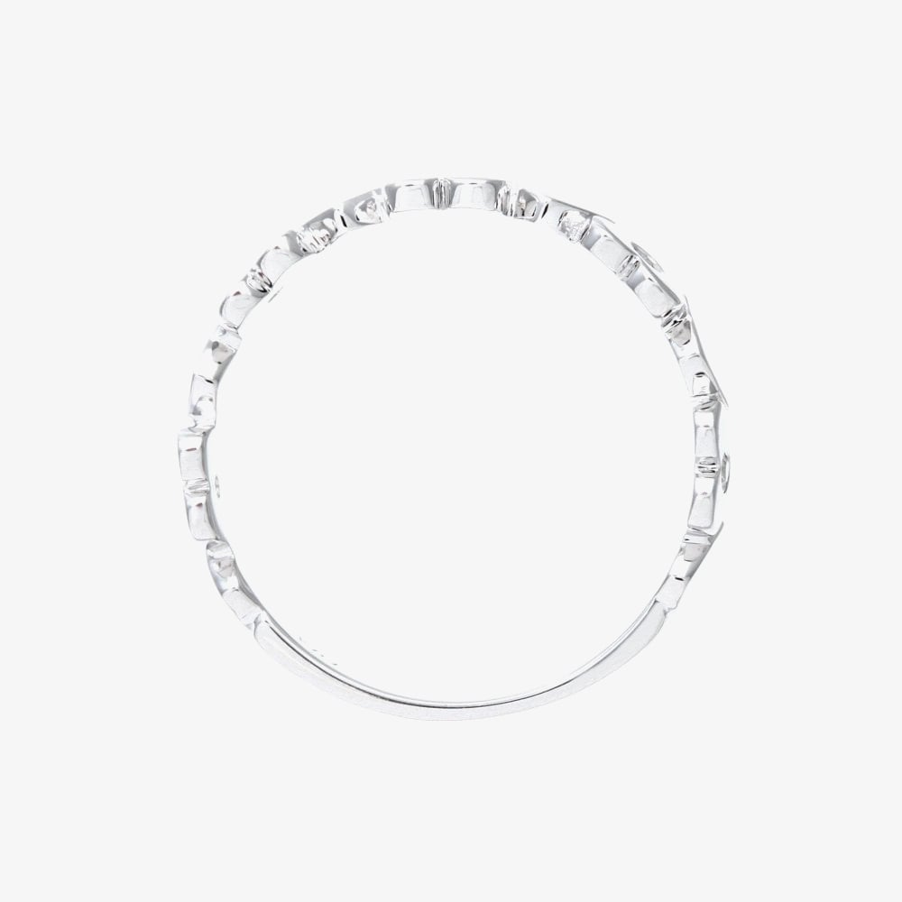 9ct White Gold 0.03ct Diamond Set Hearts Ring PR08735W