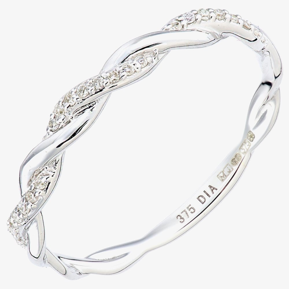 9ct White Gold 0.07ct Diamond Twist Eternity Ring PR12706W