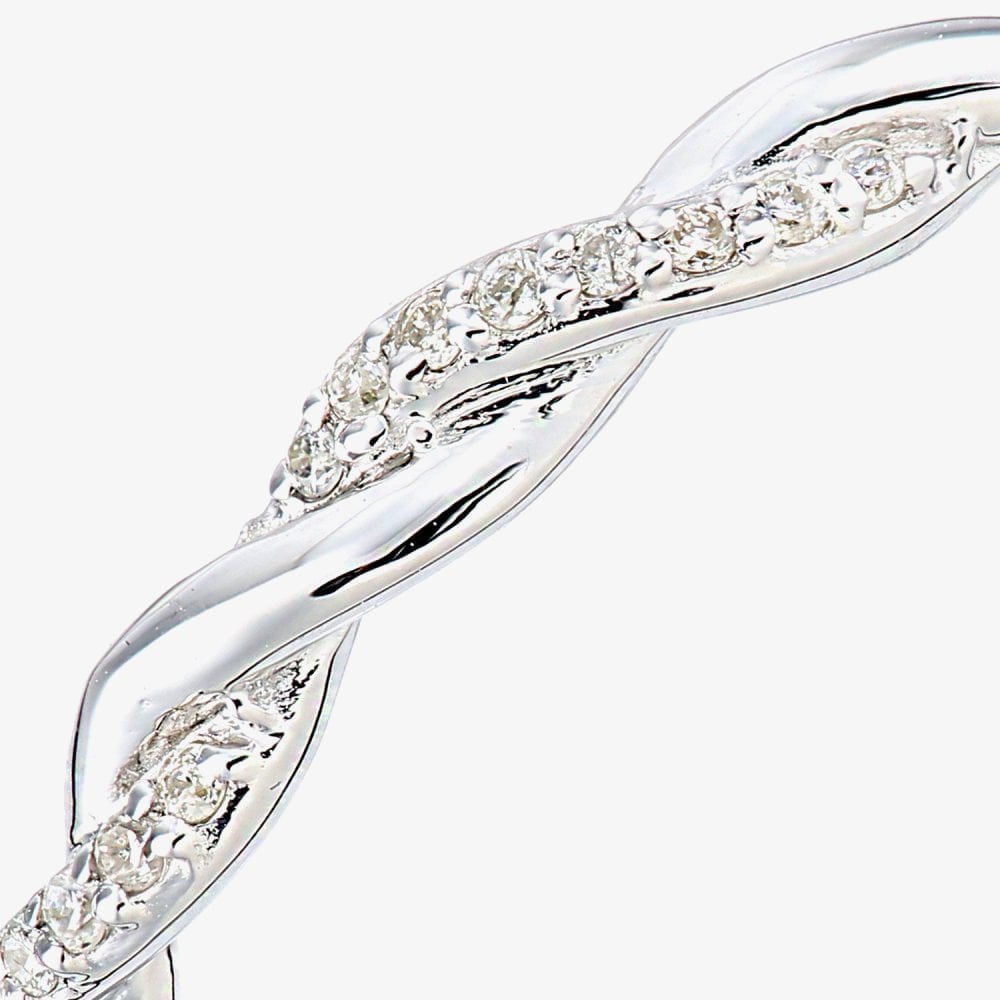 9ct White Gold 0.07ct Diamond Twist Eternity Ring PR12706W