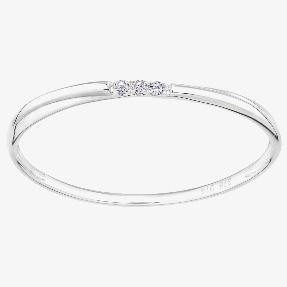 9ct White Gold 0.01ct Three Stone Diamond Ring PR12846W