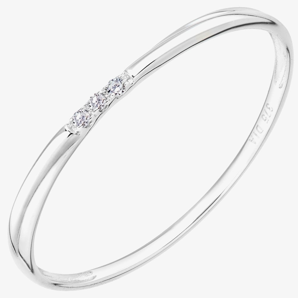 9ct White Gold 0.01ct Three Stone Diamond Ring PR12846W