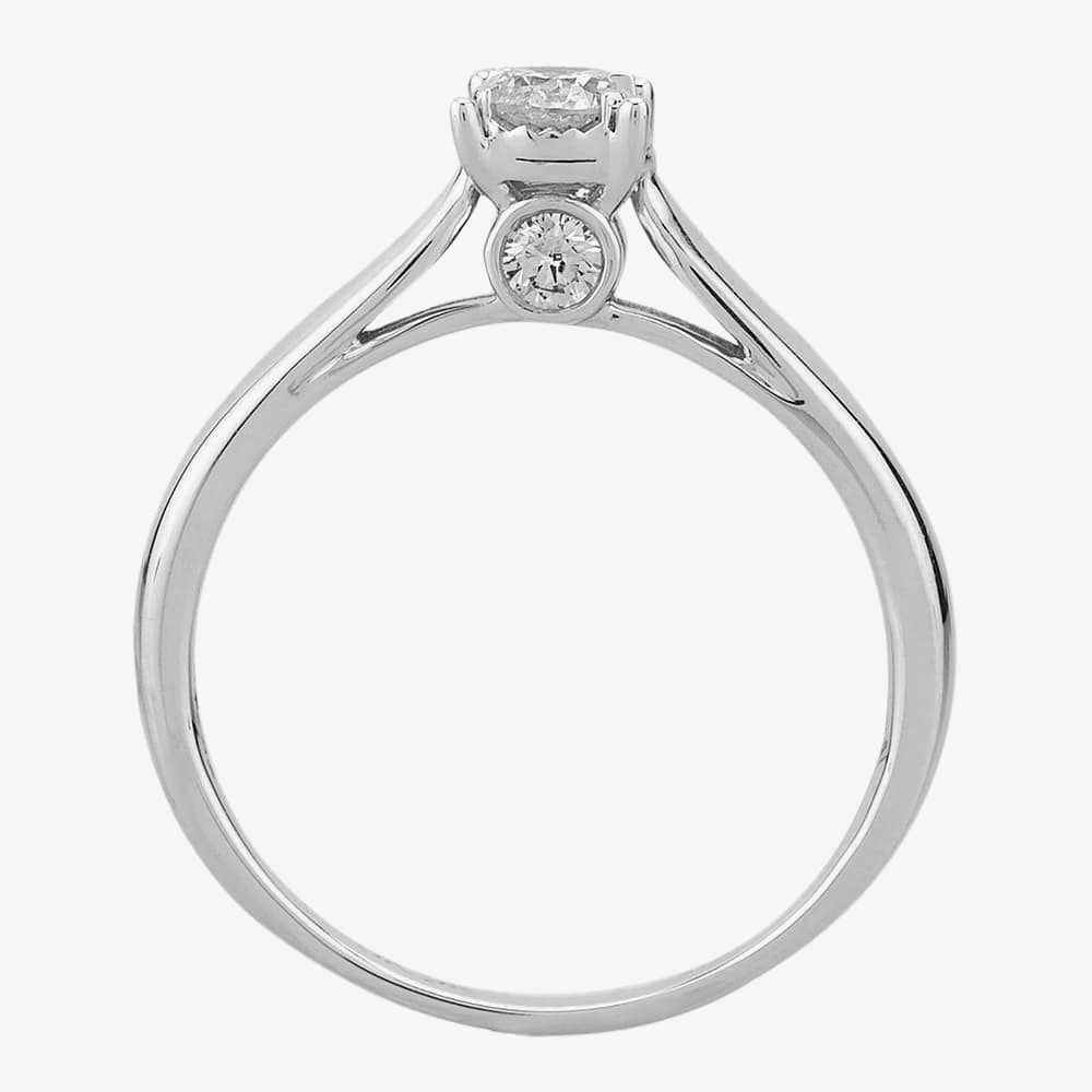 9ct White Gold 0.50ct Diamond Bridge Accent Solitaire Ring THR15625-50