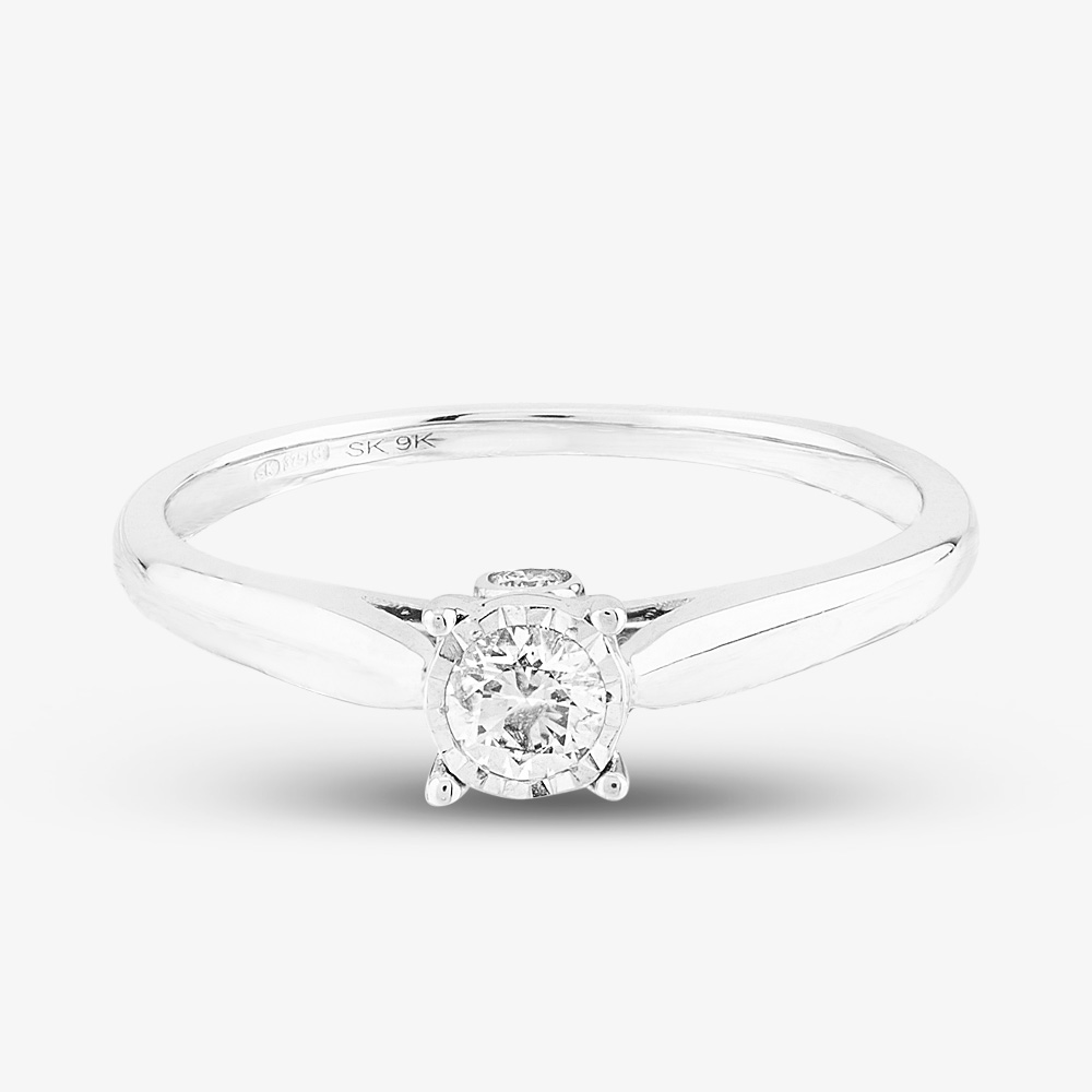 9ct White Gold 0.25ct Diamond Bridge Accent Solitaire Ring THR15625-25