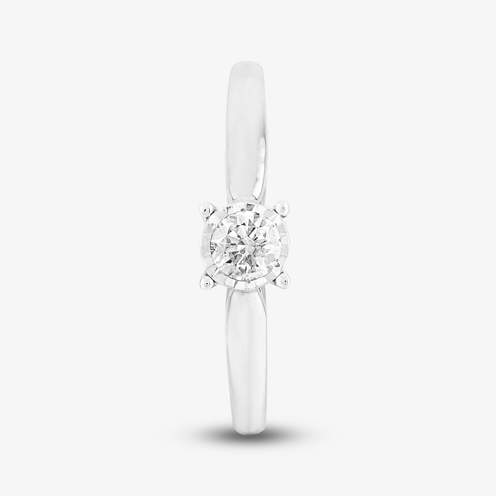 9ct White Gold 0.25ct Diamond Bridge Accent Solitaire Ring THR15625-25