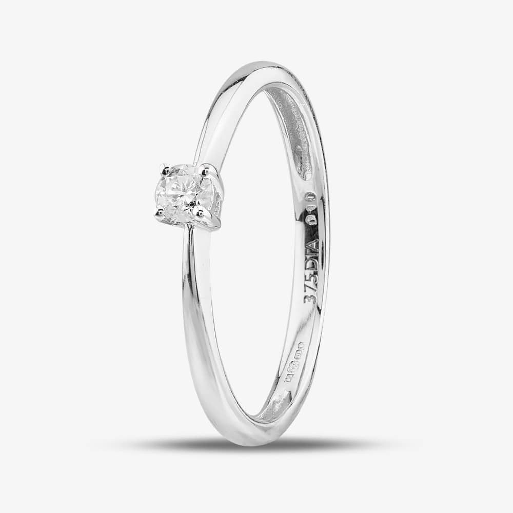 Product photograph of 9ct White Gold 0 10ct Diamond Solitaire Ring Pr04304w9dd N from The Jewel Hut