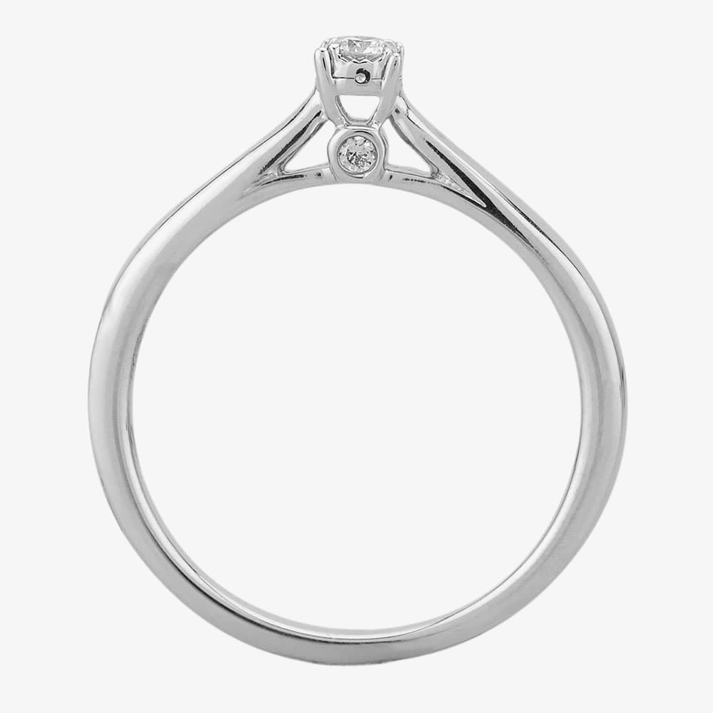 9ct White Gold 0.10ct Diamond Bridge Accent Diamond Solitaire Ring THR20598-10