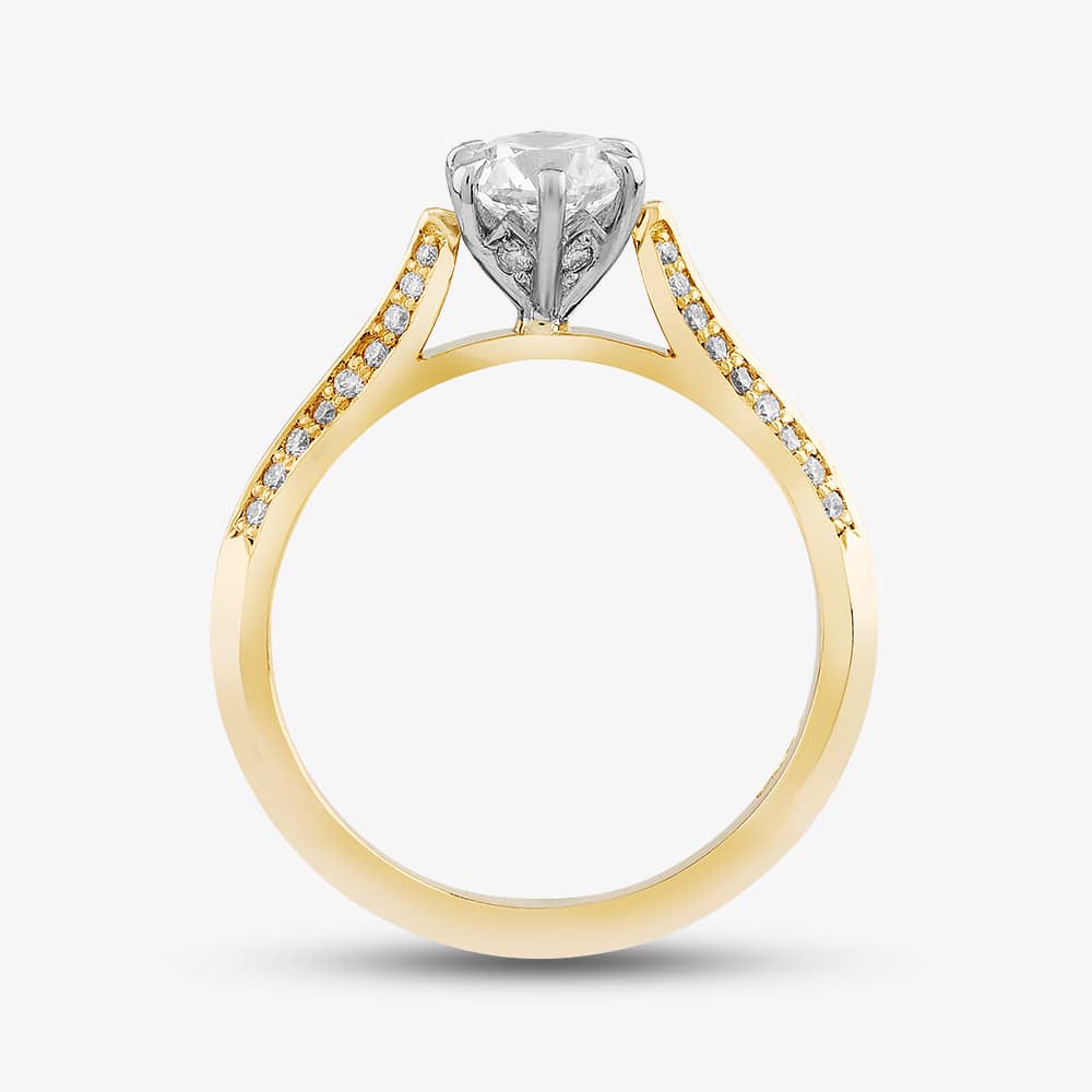 18ct Yellow Gold Certified 0.70ct Brilliant Cut Diamond Shoulder Set Solitaire Ring 10637/18PT/M020.70 (M)