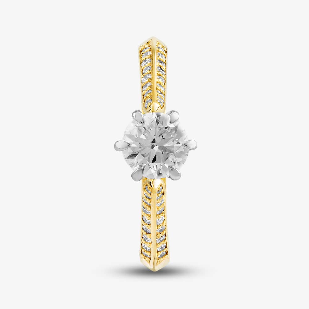 18ct Yellow Gold Certified 0.70ct Brilliant Cut Diamond Shoulder Set Solitaire Ring 10637/18PT/M020.70 (M)