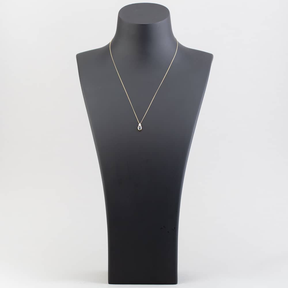 9ct Yellow Gold Oval Sapphire & Diamond Necklace P4505C-10