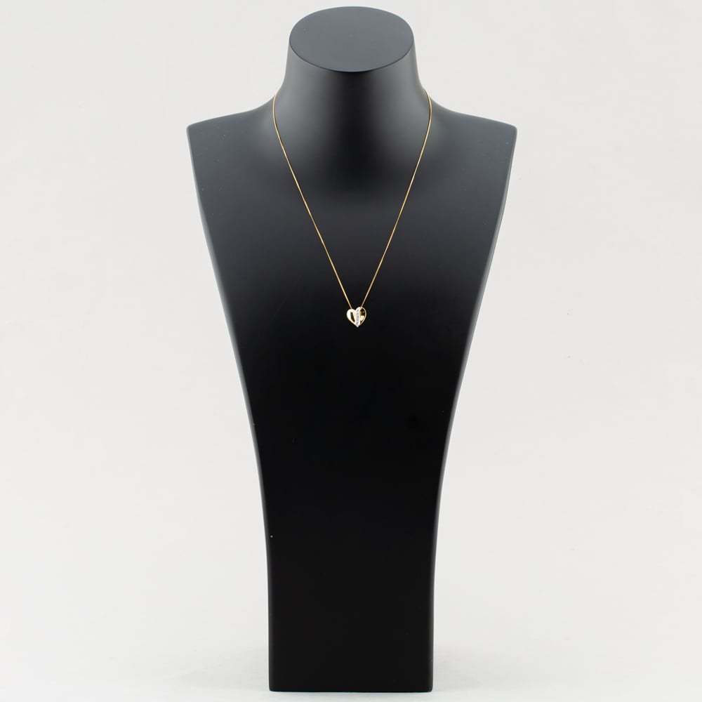 9ct Yellow Gold Brilliant Cut Diamond Curved Heart Necklace P813/04C-10