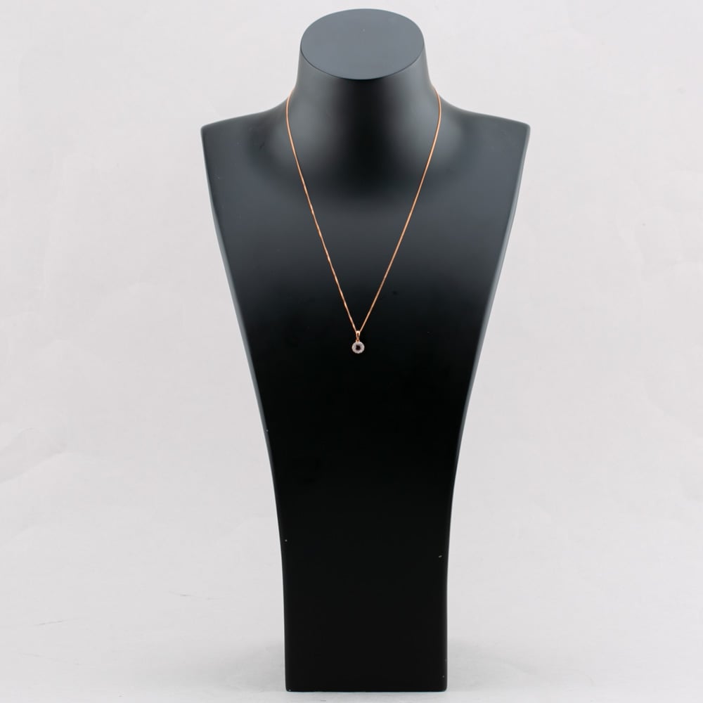 9ct Rose Gold 0.39ct Tourmaline & 0.14ct Diamond Halo Pendant Necklace NTP409PTMD-9RG