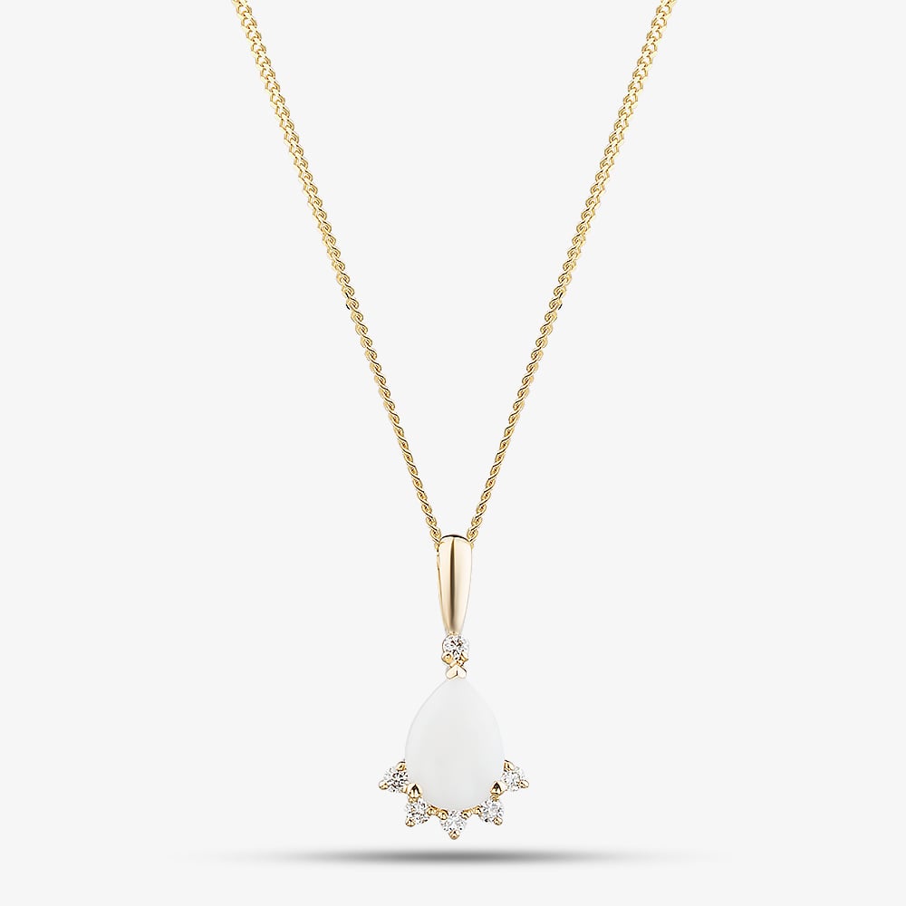 9ct Yellow Gold Opal &amp; Diamond Cluster Necklace P4583-10