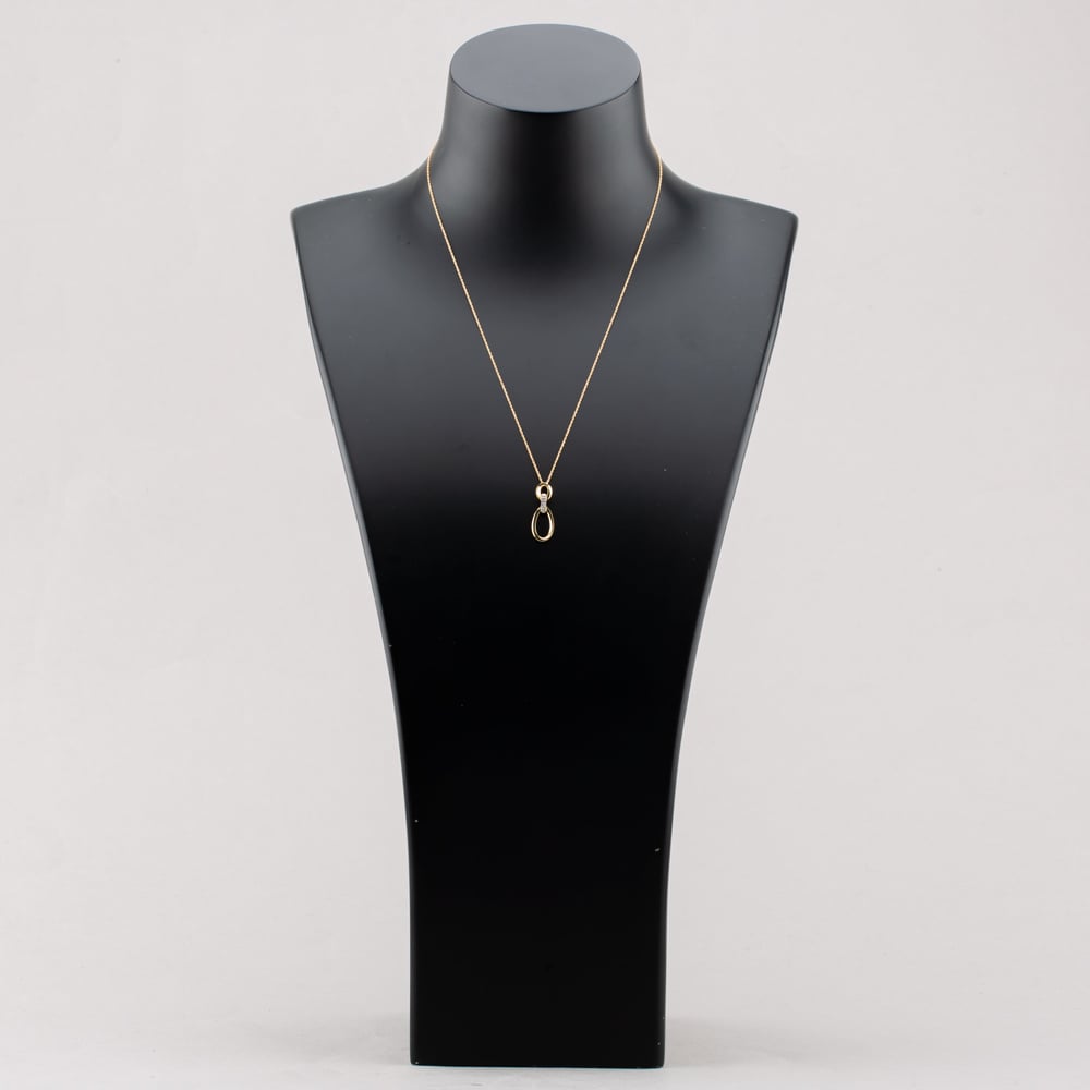 Pure Brilliance 9ct Yellow Gold 0.05ct Pave Diamond Oval Linked Pendant Necklace THP44319-05NJ
