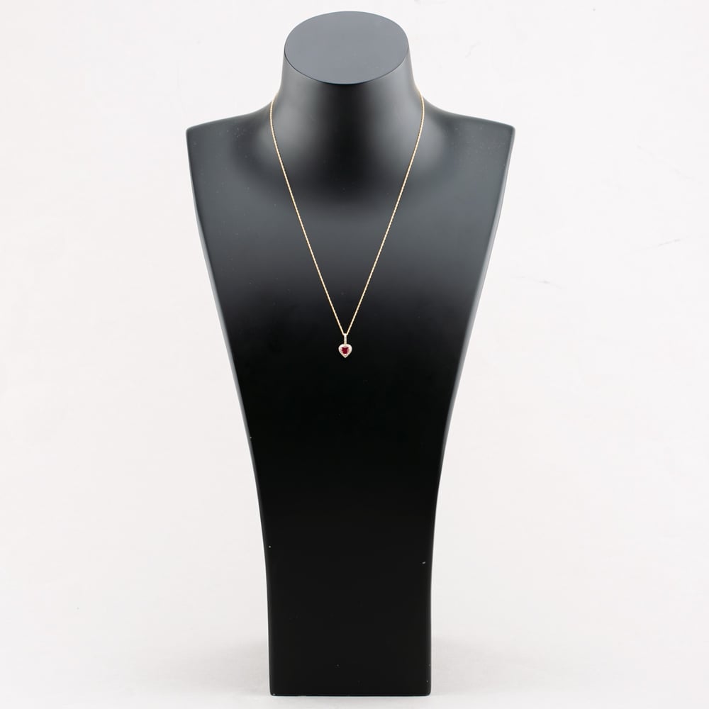 9ct Yellow Gold Ruby & Diamond Heart Pendant Necklace RJP04753-R