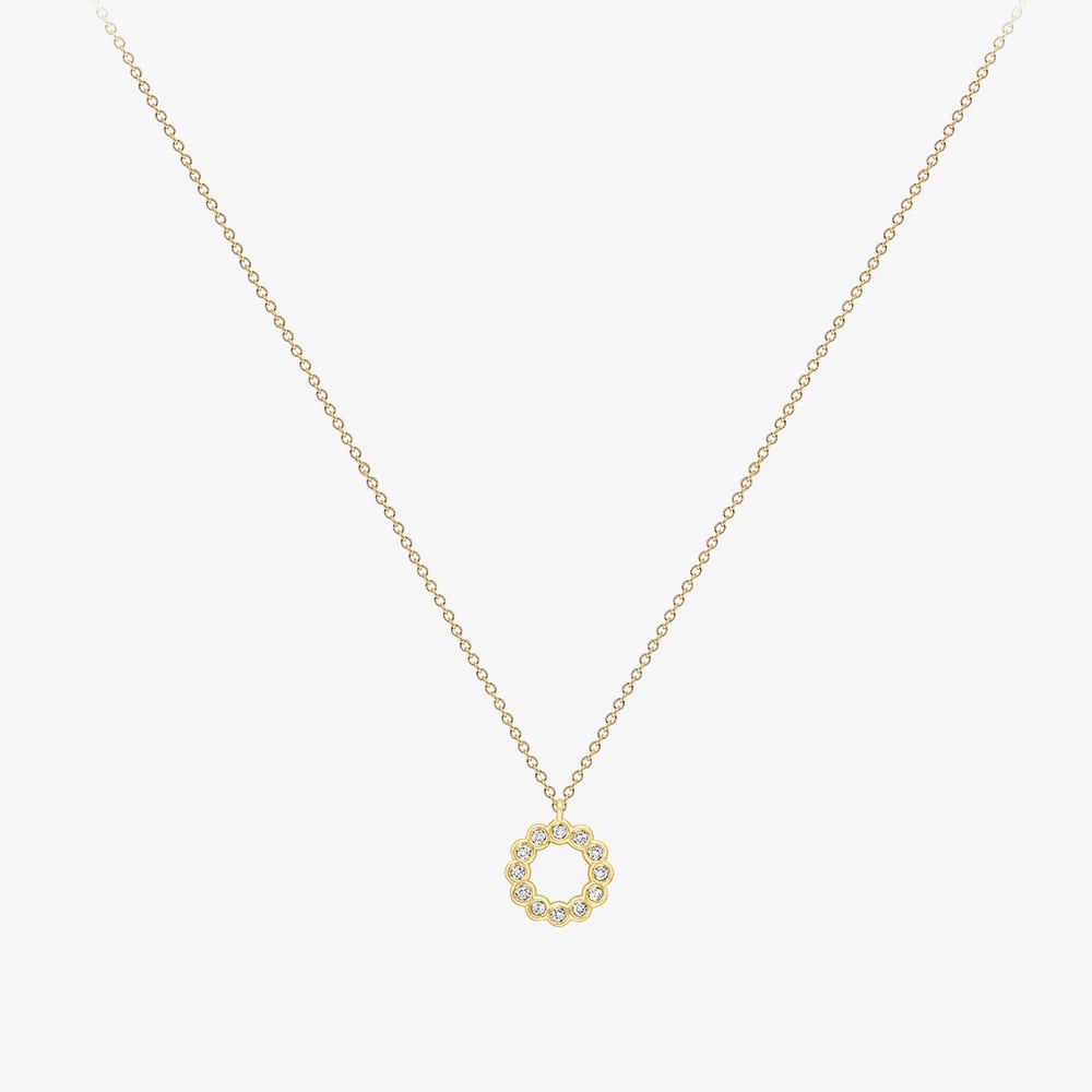 18ct Yellow Gold Multi Diamond Open Circle Necklace 12125147266