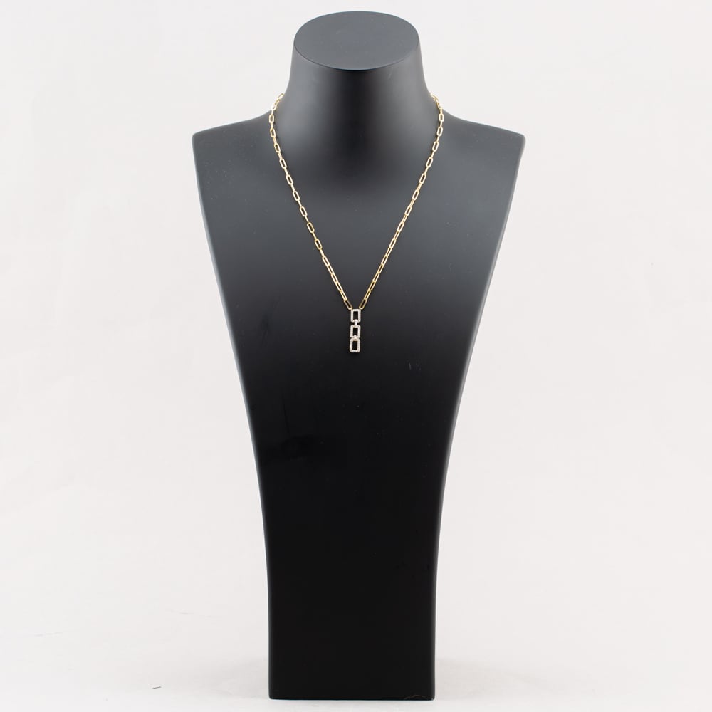 9ct Yellow Gold 0.25ct Diamond Triple Rectangle Link Necklace THN38770-25