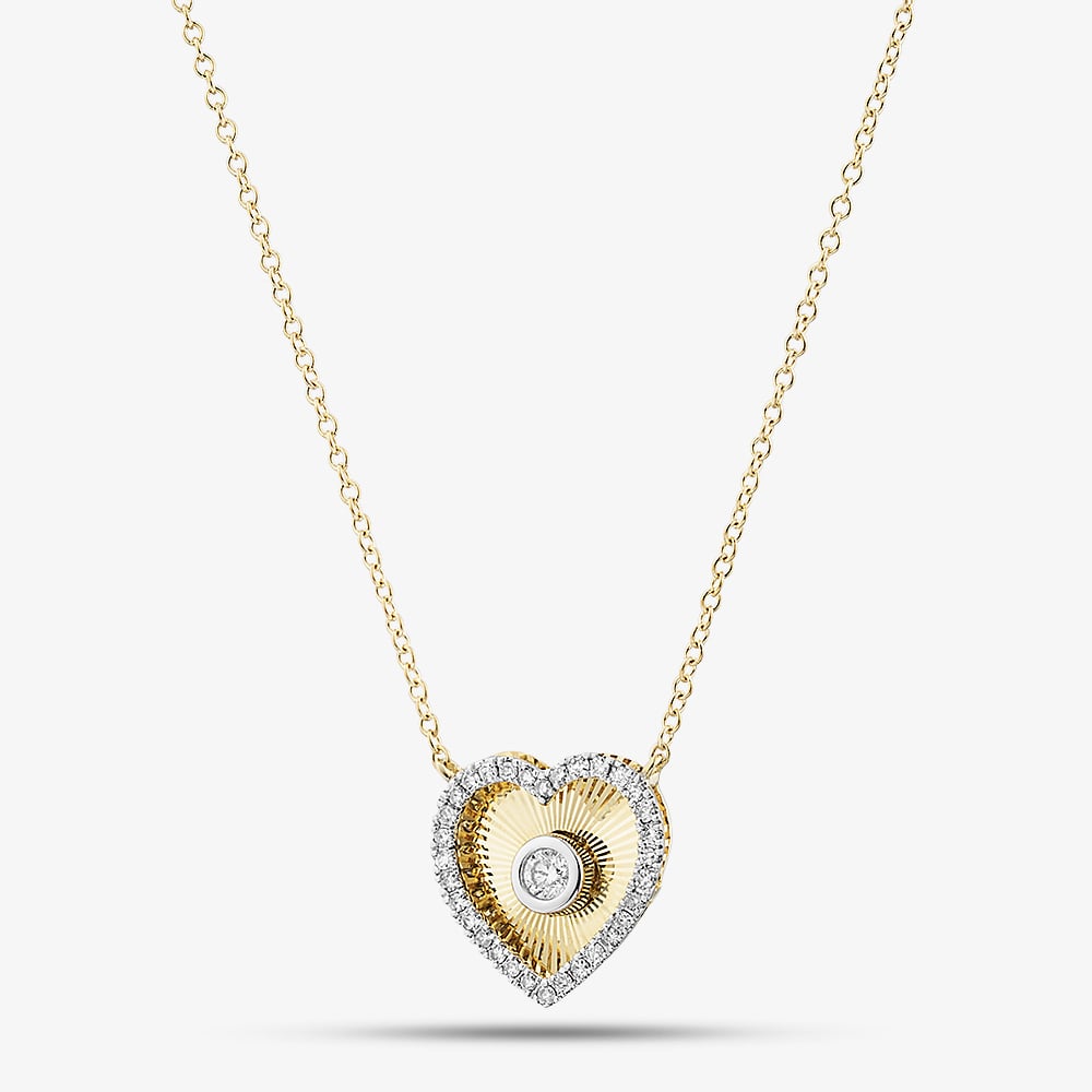 9ct Yellow Gold 0.20ct Diamond Heart Shaped Pendant THN48572-20SF (YG)