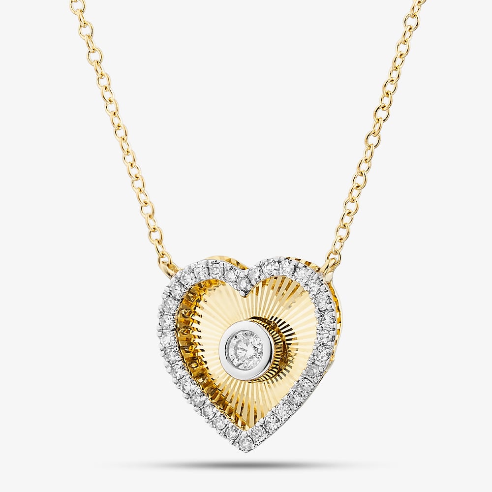 9ct Yellow Gold 0.20ct Diamond Heart Shaped Pendant THN48572-20SF (YG)