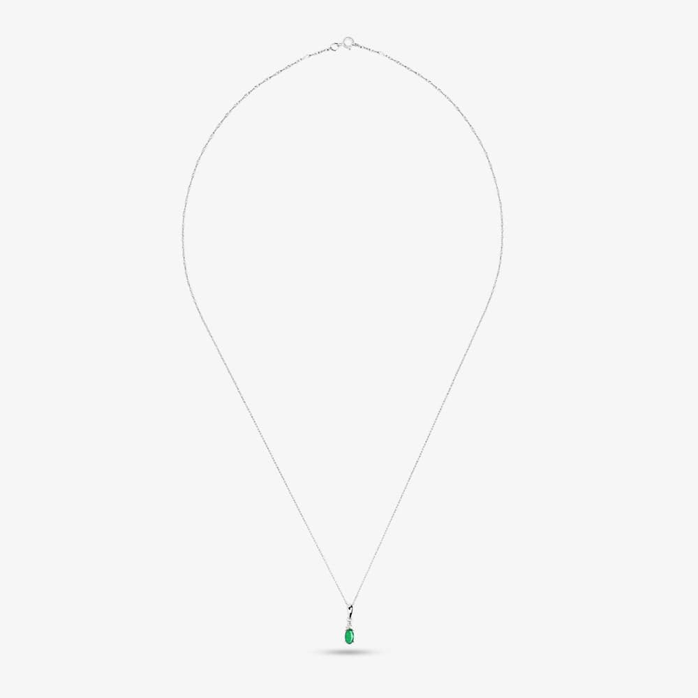 9ct White Gold 0.19ct Emerald & 0.007ct Diamond Pendant QP00178 9KW-EM