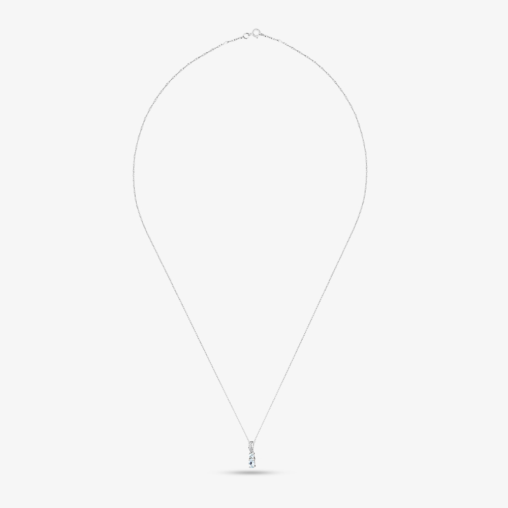 9ct White Gold Oval Aquamarine and Diamond Pendant BSS413-AQ