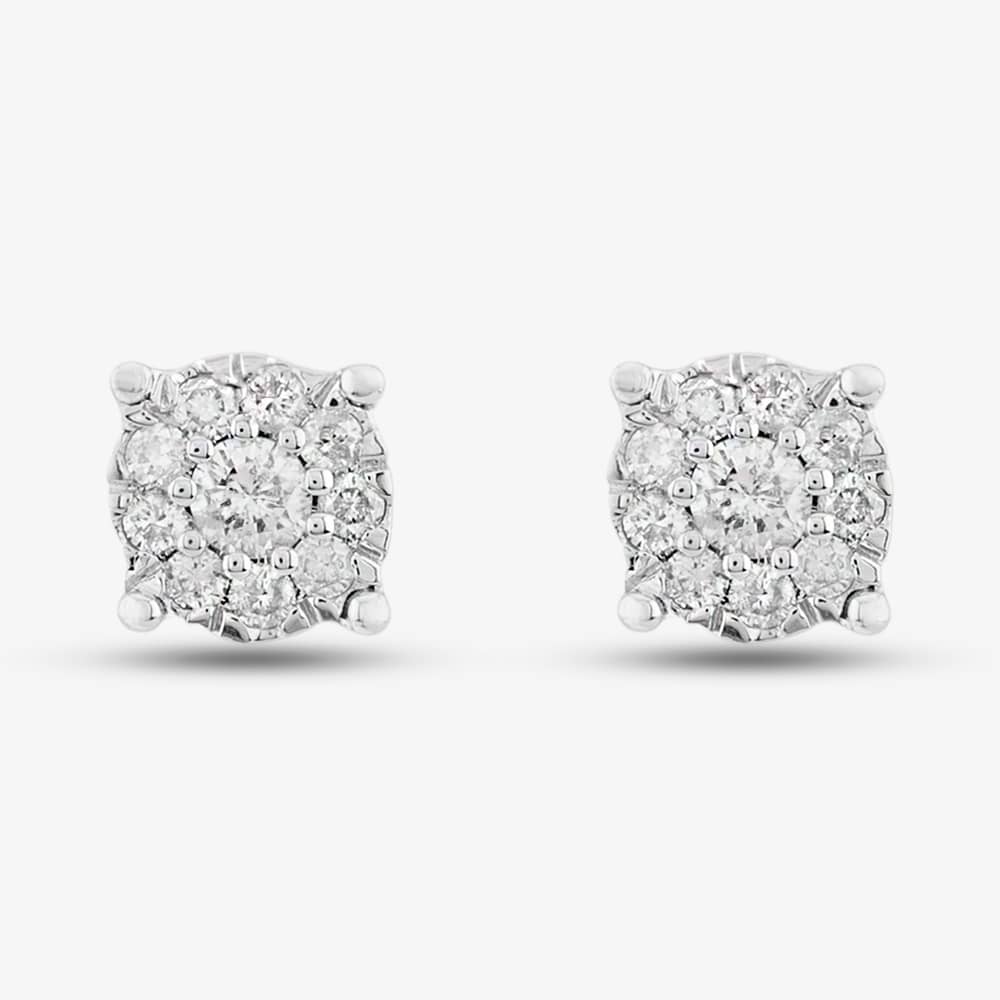 9ct White Gold 0.50ct Diamond Round Cluster Jewellery Set THS16518-50 9CT