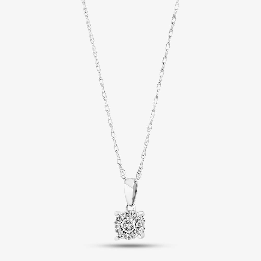 9ct White Gold 0.10ct Diamond Cluster Jewellery Set THS18600-10