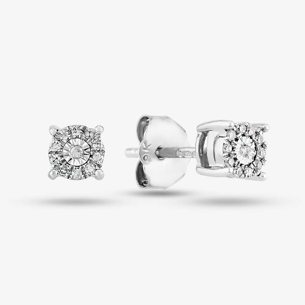 9ct White Gold 0.10ct Diamond Cluster Jewellery Set THS18600-10