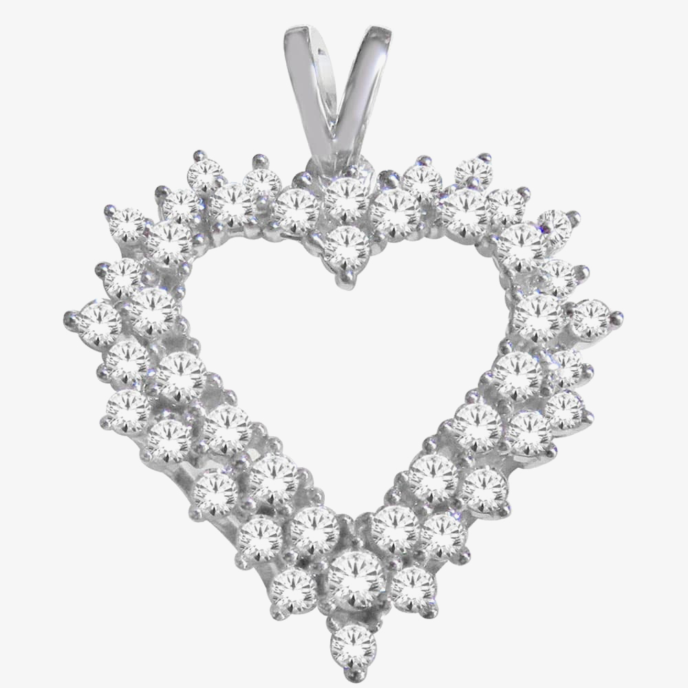 9ct White Gold 1.00ct Diamond Open Heart Pendant THP20494-100