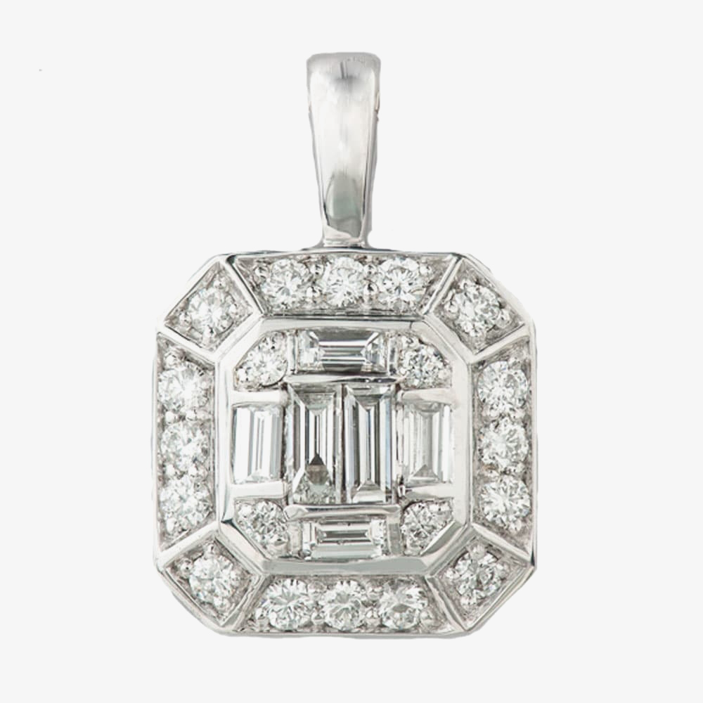 9ct White Gold 0.37ct Multi-cut Diamond Mosaic Pendant P3985W/37-9
