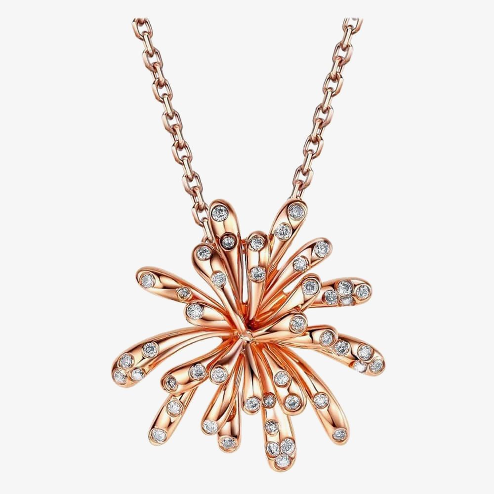 Product photograph of Fei Liu 9ct Rose Gold Amp Diamond 0 069ct Spray Pendant Cel-375p-302-wd00 from The Jewel Hut