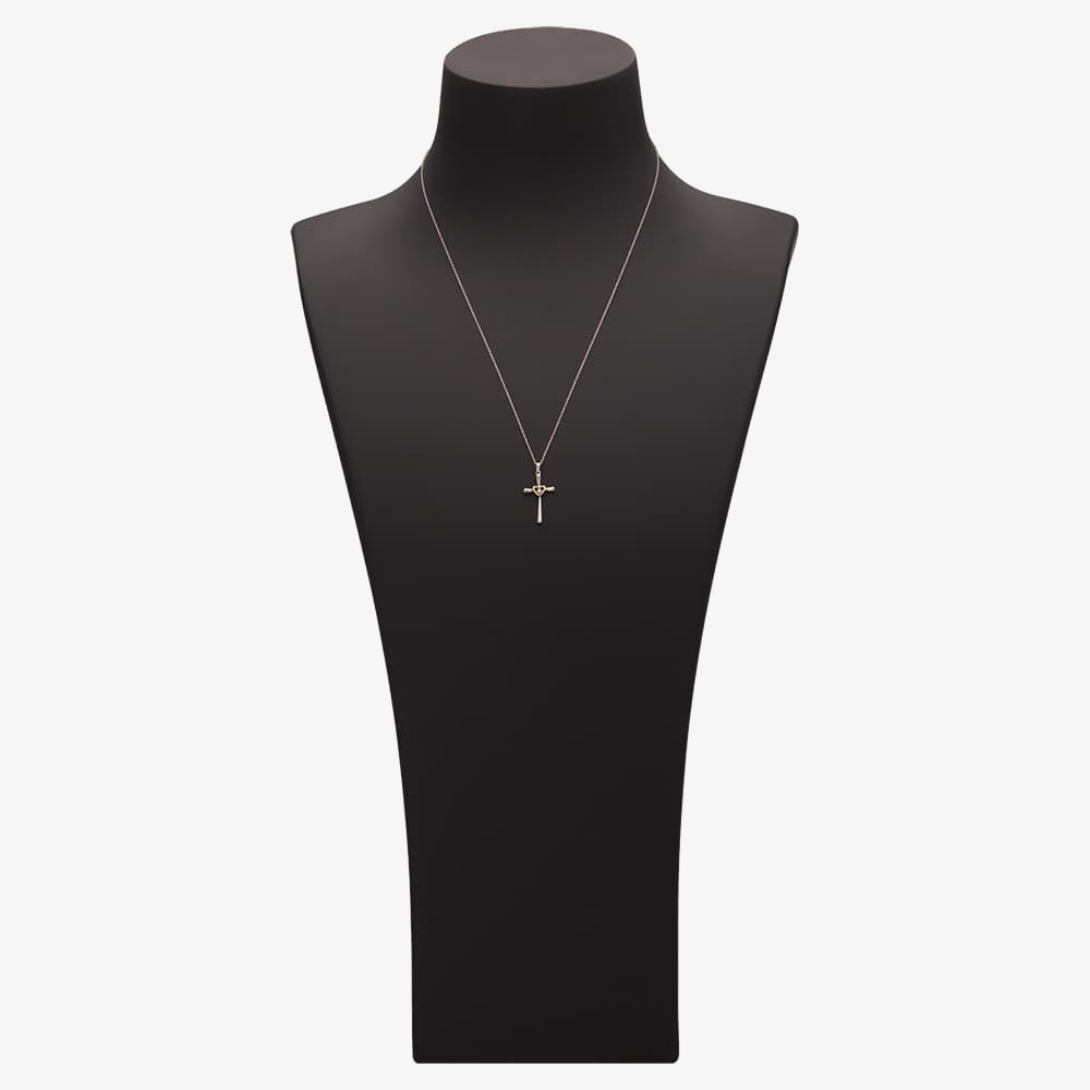 9ct Two Tone Gold 0.01ct Diamond Cross and Heart Pendant THP22146-01