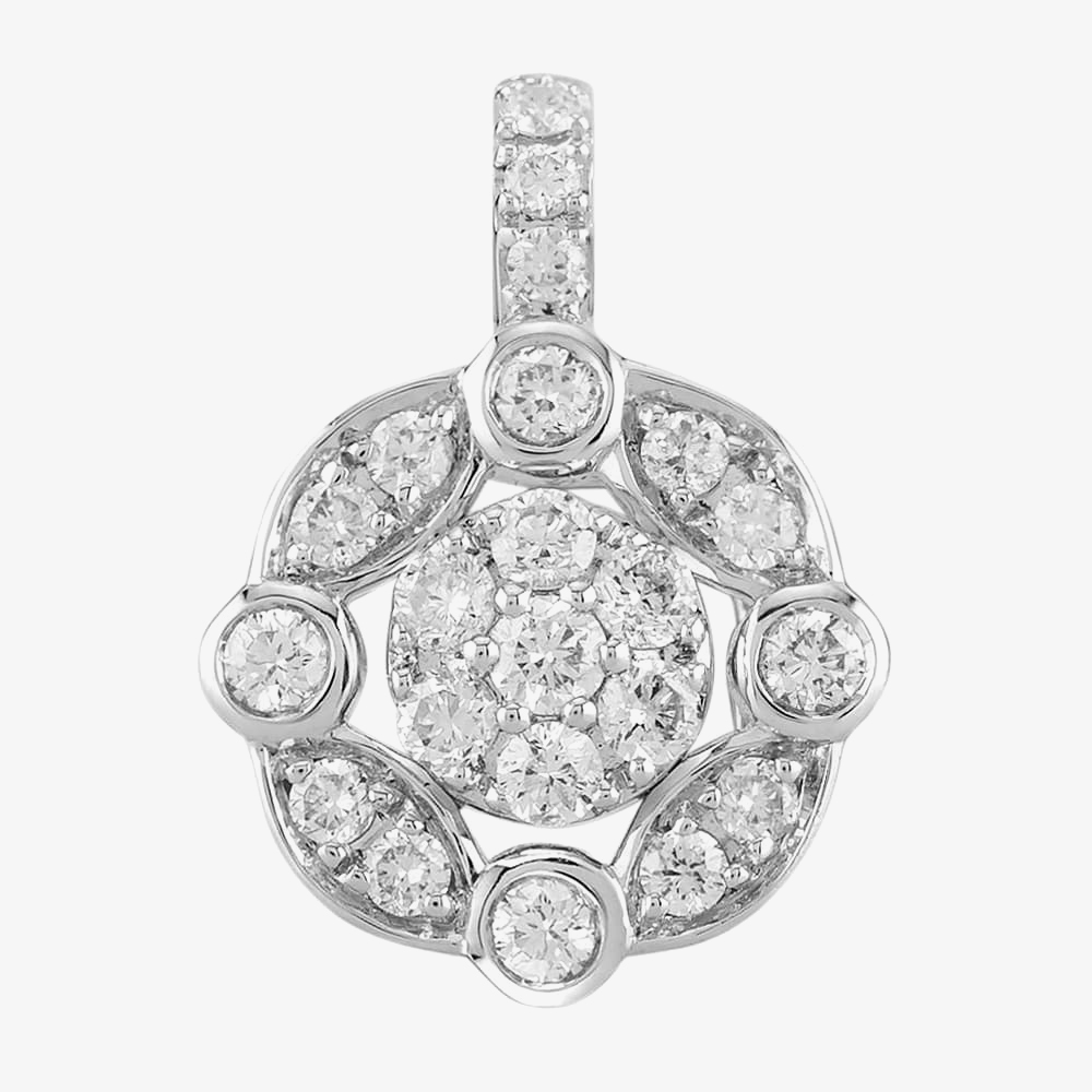 Product photograph of 9ct White Gold 0 25ct Diamond Flower Loose Pendant P5293d-9w-034e from The Jewel Hut