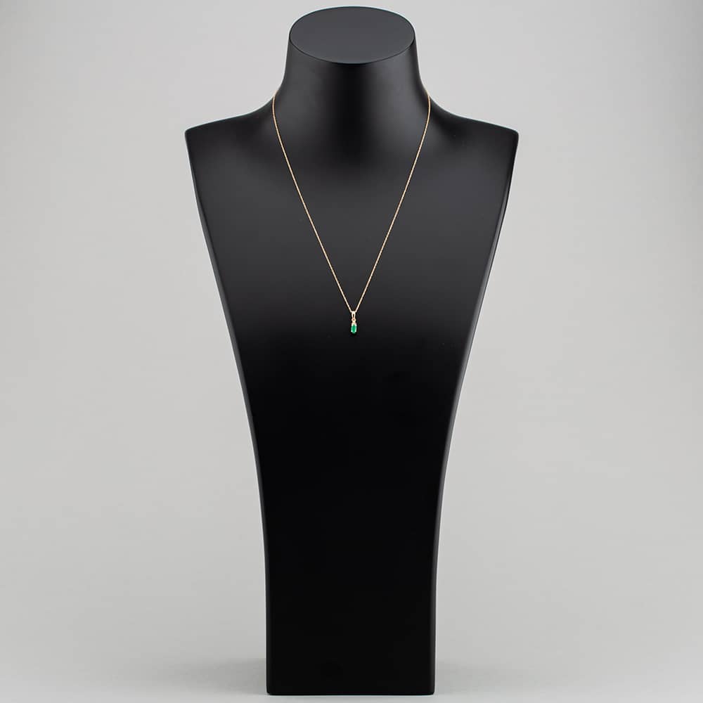  9ct Yellow Gold Emerald & Diamond Pendant Necklace QP00178-E YG