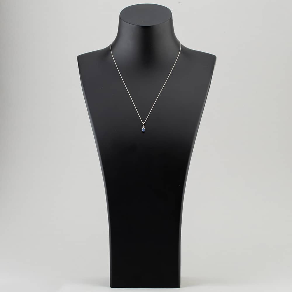  9ct White Gold Sapphire & Diamond Pendant Necklace QP00178-BS