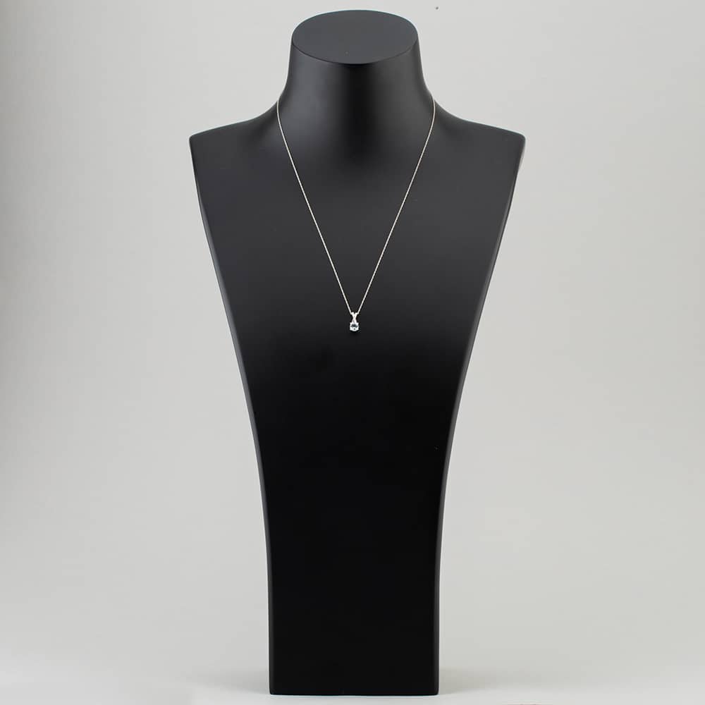 9ct White Gold Aquamarine & Diamond Crossover Pendant Necklace OJP1703-AQ
