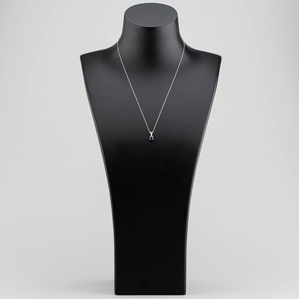  9ct White Gold Sapphire & Diamond Crossover Pendant Necklace OJP1703-BS