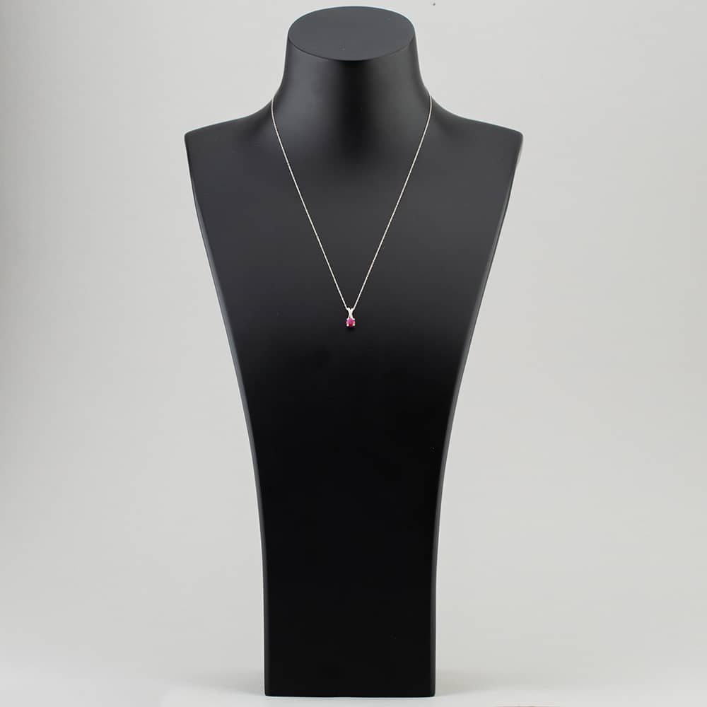  9ct White Gold Ruby & Diamond Crossover Pendant Necklace OJP1703-R