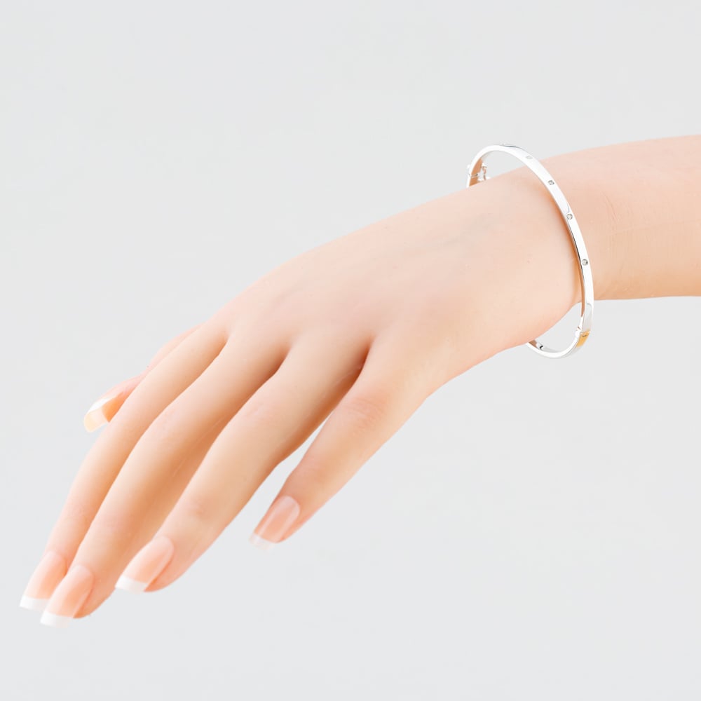 9ct White Gold Five Diamond Bangle 9DBA101W