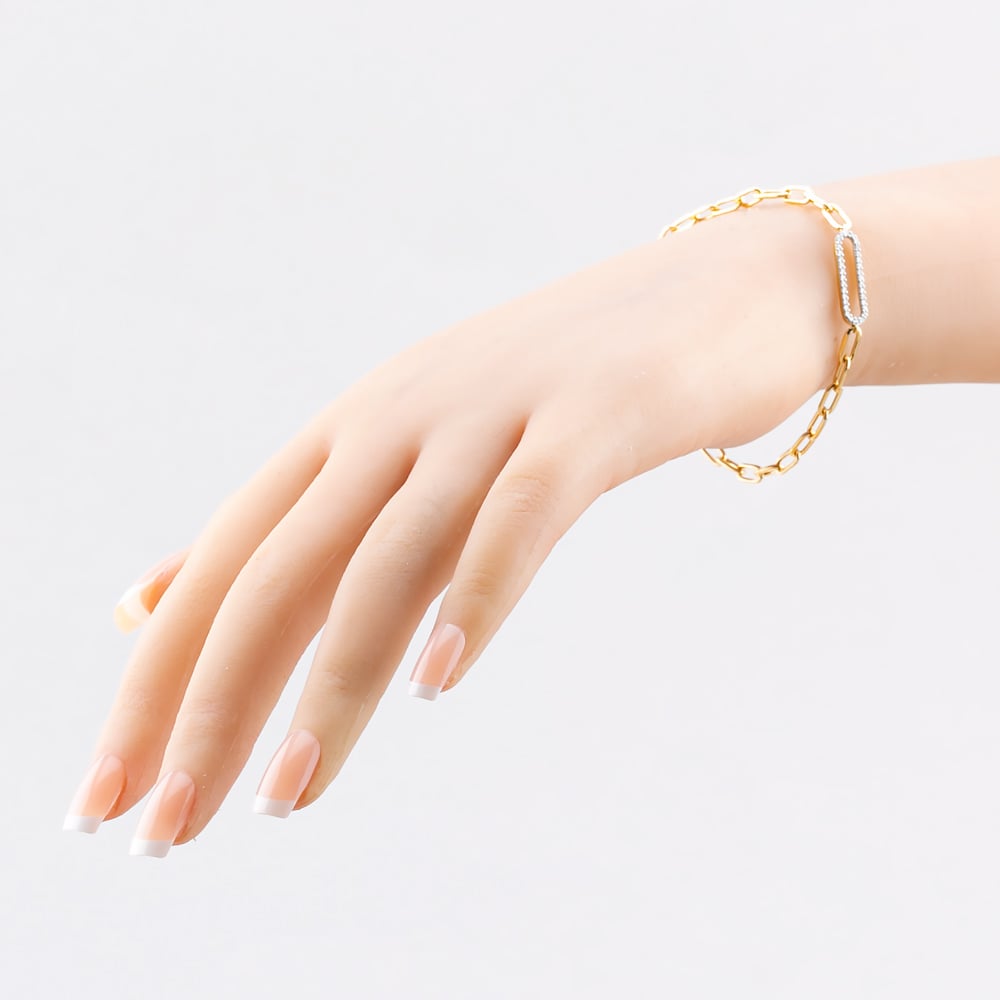 Pure Brilliance 9ct Yellow Gold 0.15ct Diamond Paperclip Bracelet THB44260-15NJ